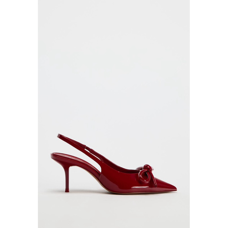 [Sẵn đi liền]GIÀY ĐỎ CAO GÓT MŨI NHỌN ZR THẮT NƠ CAO 8CM SLINGBACK MÙA LỄ HỘI 2024 (FORM TO)