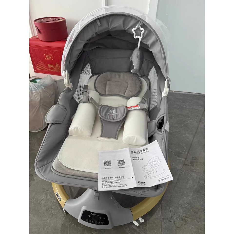 [CÓ BÁNH XE] Nôi em bé bằng điện tự động BobiLong 4in1 với lòng nôi RỘNG, ngả lưng và nằm 180 độ tải trọng 18KG | BigBuy360 - bigbuy360.vn