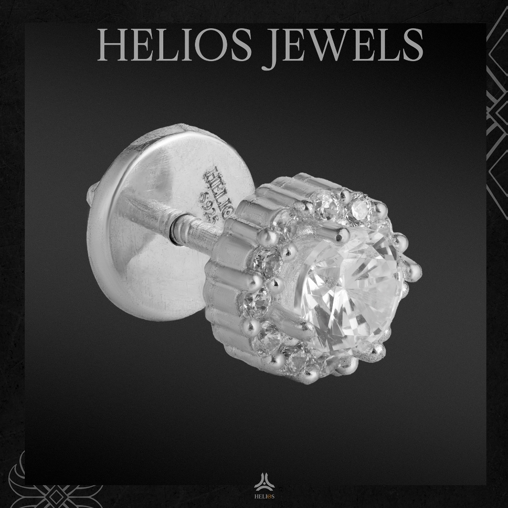 Khuyên tai bạc nam, nữ HeliSilver Mystery - Đá Trắng s925 KTB147 | BigBuy360 - bigbuy360.vn