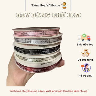 Ruy Băng Lụa Chữ 1cm Cao Cấp Gói Hoa Trang Trí DIY Handmade YiYihome