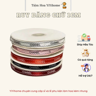 Ruy Băng Lụa Chữ 1cm Cao Cấp Gói Hoa Trang Trí DIY Handmade YiYihome