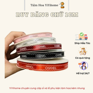 Ruy Băng Lụa Chữ 1cm Cao Cấp Gói Hoa Trang Trí DIY Handmade YiYihome