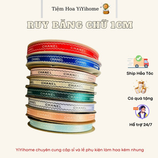 Ruy Băng Lụa Chữ 1cm Cao Cấp Gói Hoa Trang Trí DIY Handmade YiYihome