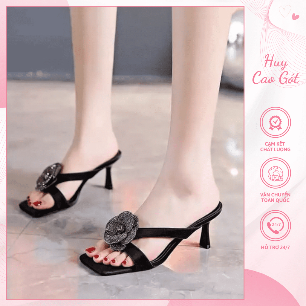 Giày cao gót 7 phân, guốc nữ lơ đá cực êm chân mã H28