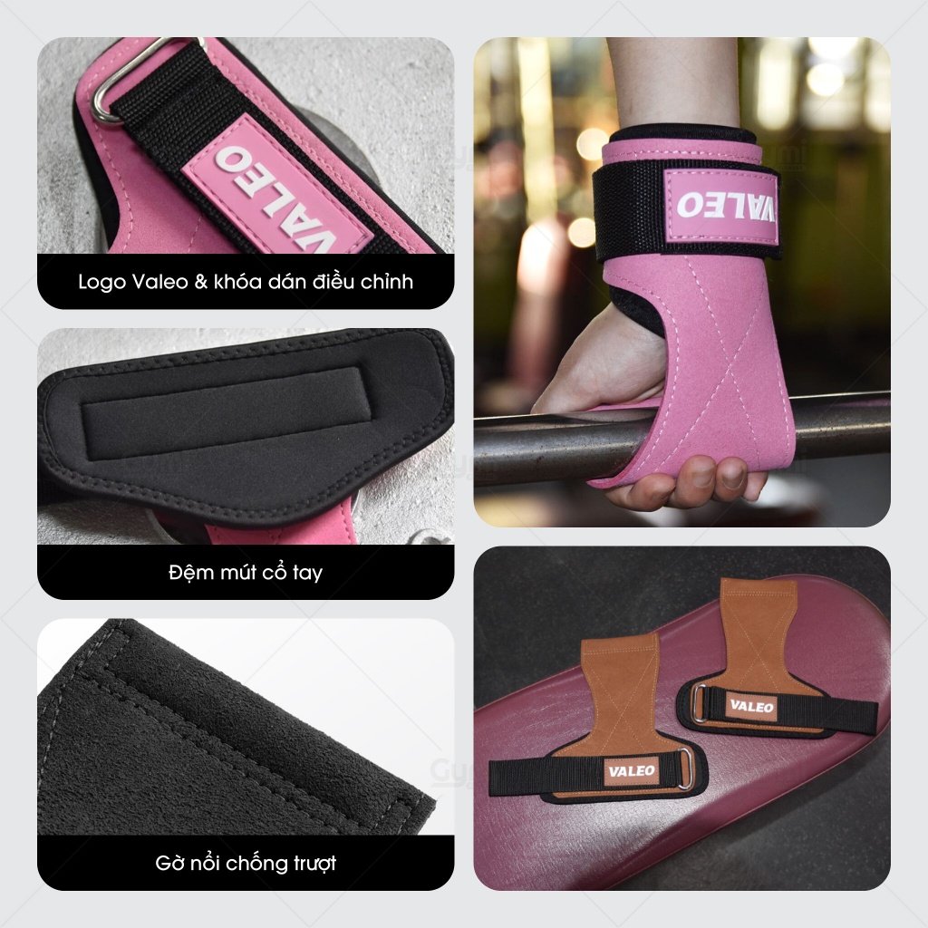 [1 Đôi] Găng Tay Nữ Trợ Lực VALEO - Dây Kéo Lưng Nữ Lifting Straps Deadlift Tập Tạ, Tập Xà, Tập Gym - KL-ValeoNu