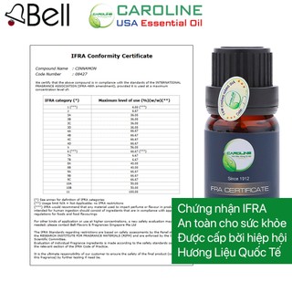 Tinh dầu thiên nhiên Caroline 10ml | Hương Quế | Có kiểm nghiệm COA | Nhập khẩu USA