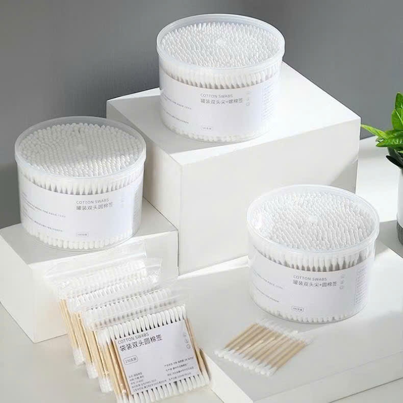 Tăm Bông Ráy Tai Cao Cấp Thân Gỗ Mềm Mại Giúp Vệ Sinh Tai Hiệu Quả - HỘP 500 TĂM BÔNG THÂN GỖ - MÃ: TAM BONG 5002