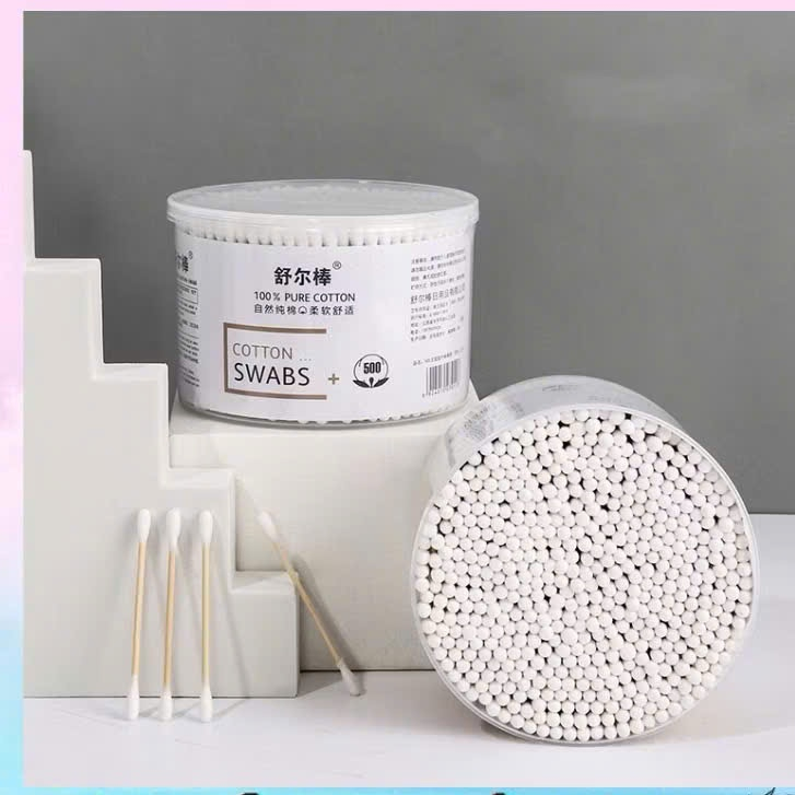 Tăm Bông Ráy Tai Cao Cấp Thân Gỗ Mềm Mại Giúp Vệ Sinh Tai Hiệu Quả - HỘP 500 TĂM BÔNG THÂN GỖ - MÃ: TAM BONG 5002