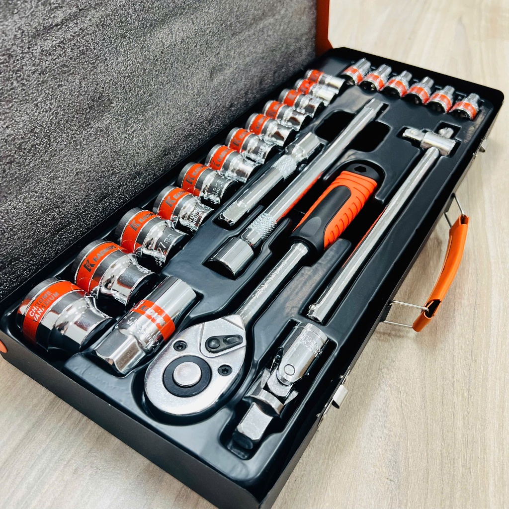 Bộ tuýp khẩu hãng KAPUSI TOOLS 24 chi tiết hệ 1/2 inch chuyên để sửa xe máy, ô tô, máy móc mã k9770