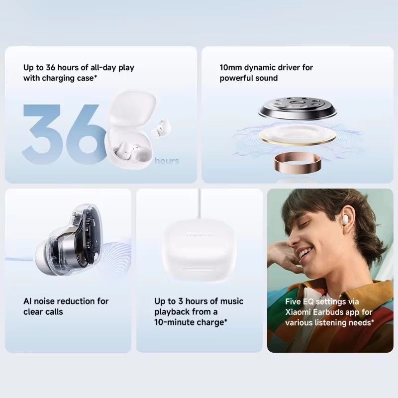 Ảnh Tai Nghe Bluetooth Xiaomi Redmi Buds 6 Play | Giảm Tiếng Ồn | Thời Lượng Pin 36h - Bảo Hành 12 Tháng (Không kèm sạc) 3