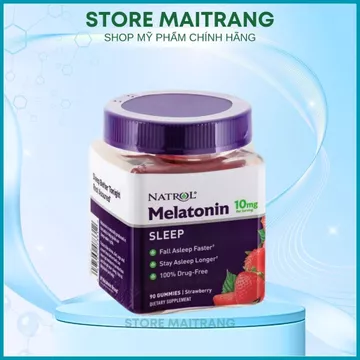 Kẹo dẻo hương dâu Natrol Gummies Melatonin hỗ trợ giúp ngủ ngon hơn giảm tình trạng mất ngủ