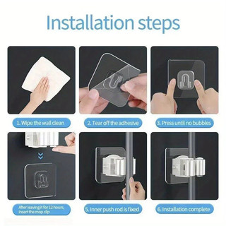 Set 3 Móc Dán Tường Giữ Cây Lau Nhà Treo Chổi Chịu Lực Tốt Không Thấm Nước, Giá Đỡ Treo Cây Lau Nhà Kẹp 1626