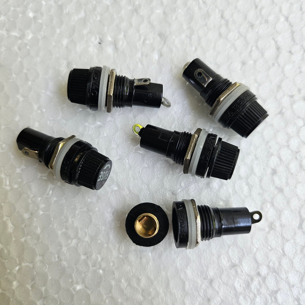 Hộp bảo vệ cầu chì ống Thủy Tinh 6x30mm 5*20mm Cầu Chì sứ núm xoay 10A 5x20mm 6*30mm có chân hàn