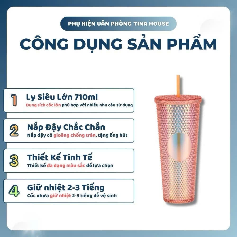 Ly 2 Lớp Chất Liệu PP Cách Nhiệt 1-3 Tiếng Chất Liệu BPA FREE,  LY KIM CƯƠNG - MÃ: LY3569