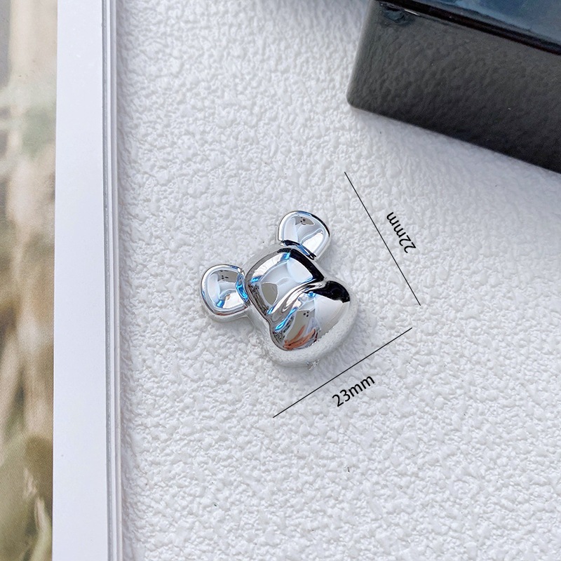 Charm bạc hình GẤU lấp lánh trang trí Charm Crocs, Sticker Gắn Dép DIY Phụ Kiện ốp tai nghe kẹp tóc bao xinh pkk08