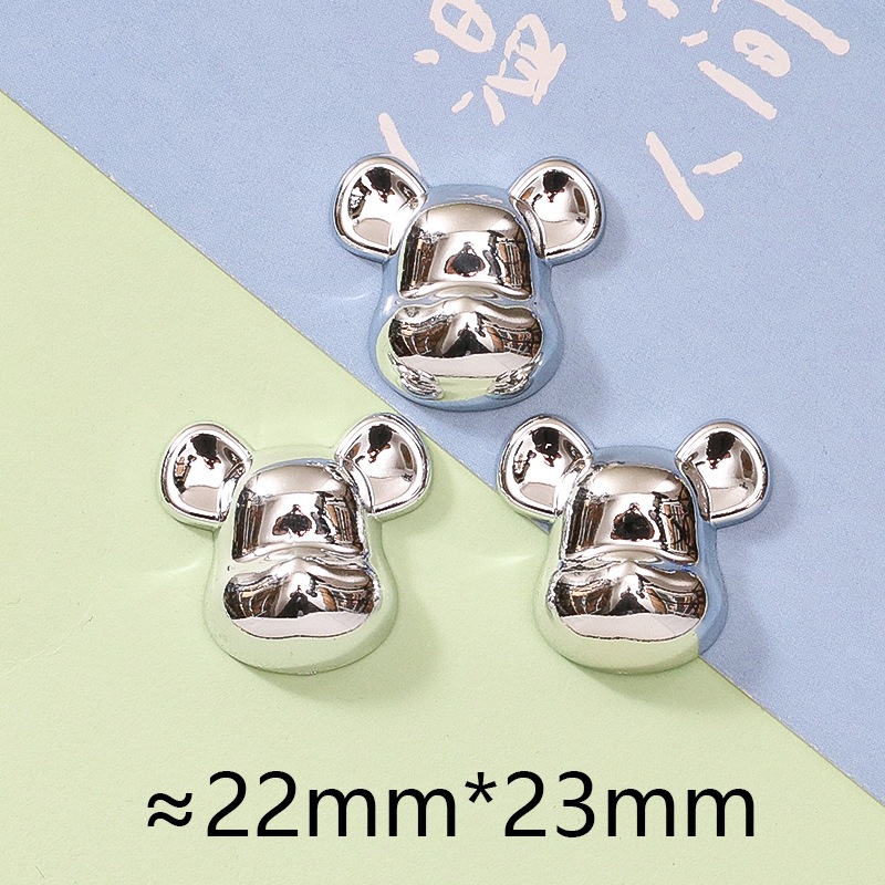 Charm bạc hình GẤU lấp lánh trang trí Charm Crocs, Sticker Gắn Dép DIY Phụ Kiện ốp tai nghe kẹp tóc bao xinh pkk08