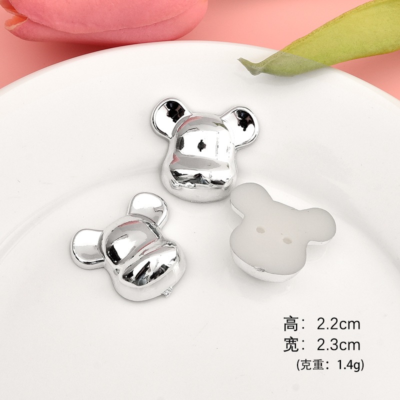 Charm bạc hình GẤU lấp lánh trang trí Charm Crocs, Sticker Gắn Dép DIY Phụ Kiện ốp tai nghe kẹp tóc bao xinh pkk08