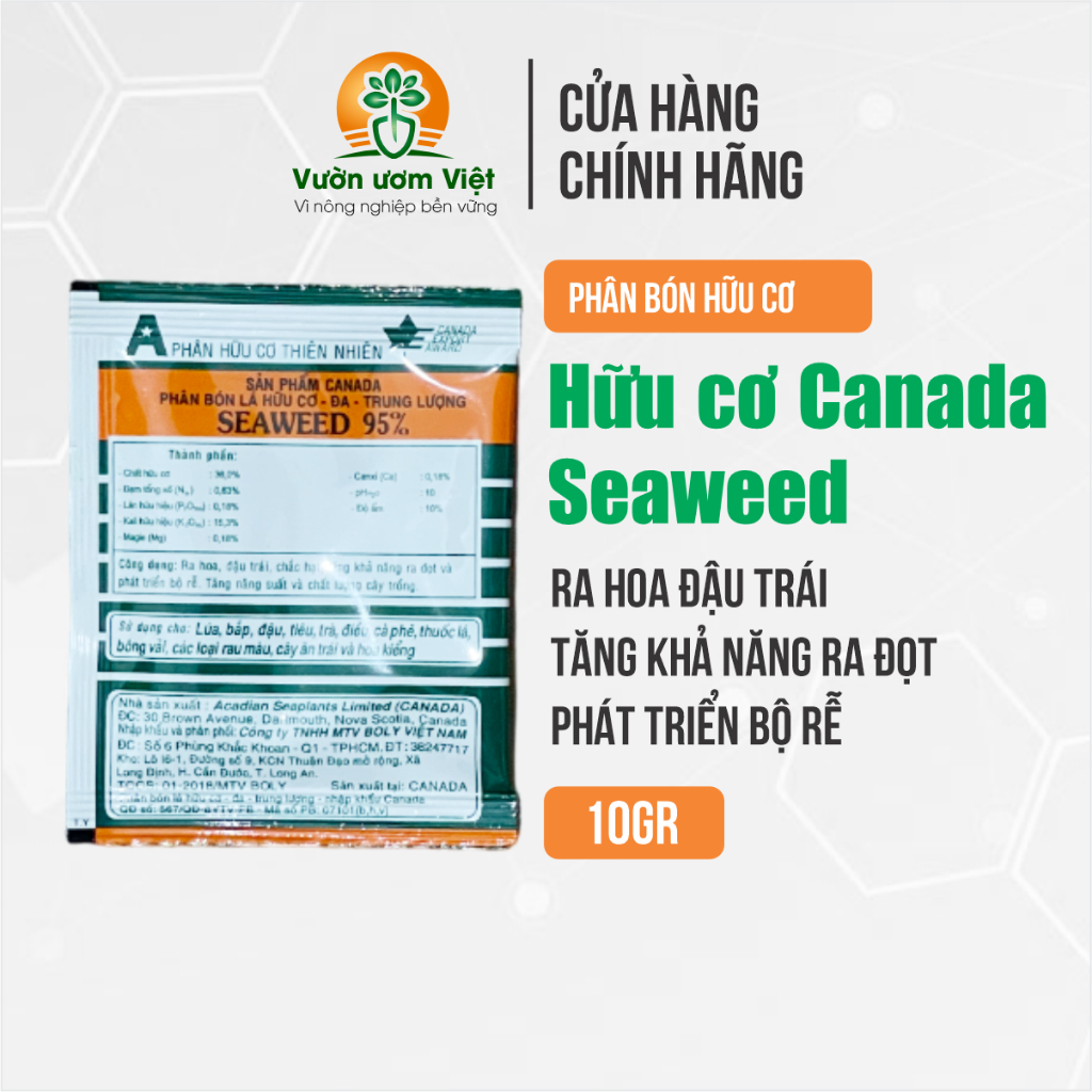 Phân bón lá SEAWEED rong biển Canada, cung cấp chất hữu cơ tự nhiên nhập khẩu cho cây trồng - 10gr