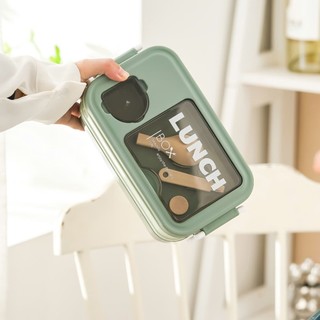 Hộp Cơm 2 Tầng Chất Liệu Nhựa PP Cao Cấp .Hộp Cơm Có Tặng Kèm Thìa Có Thể Sử Dụng Trong Lò Vi Sóng