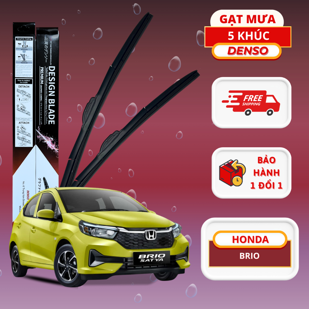 Gạt mưa ô tô Honda Brio - Gạt mưa DENSO 5 khúc chính hãng ôm trọn bề ...