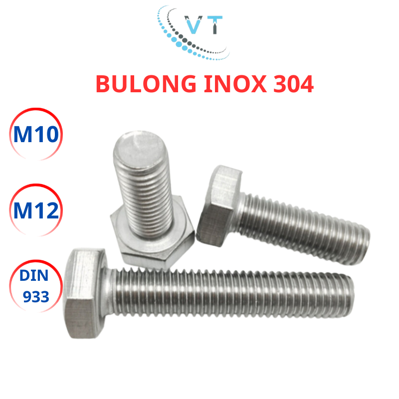Bu Lông INOX 304 Size M10 M12 Dài 2cm Đến 20cm - Bulong Lục Giác 10 Li 12 Li Thép Không Gỉ Chịu Lực Cực Tốt