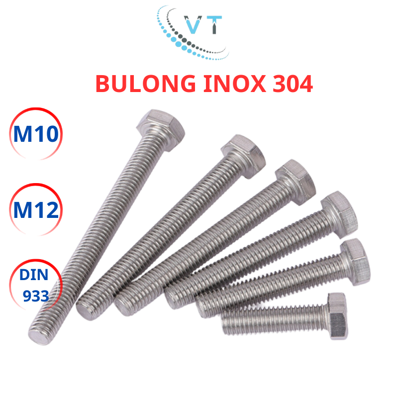 Bu Lông INOX 304 Size M10 M12 Dài 2cm Đến 20cm - Bulong Lục Giác 10 Li 12 Li Thép Không Gỉ Chịu Lực Cực Tốt