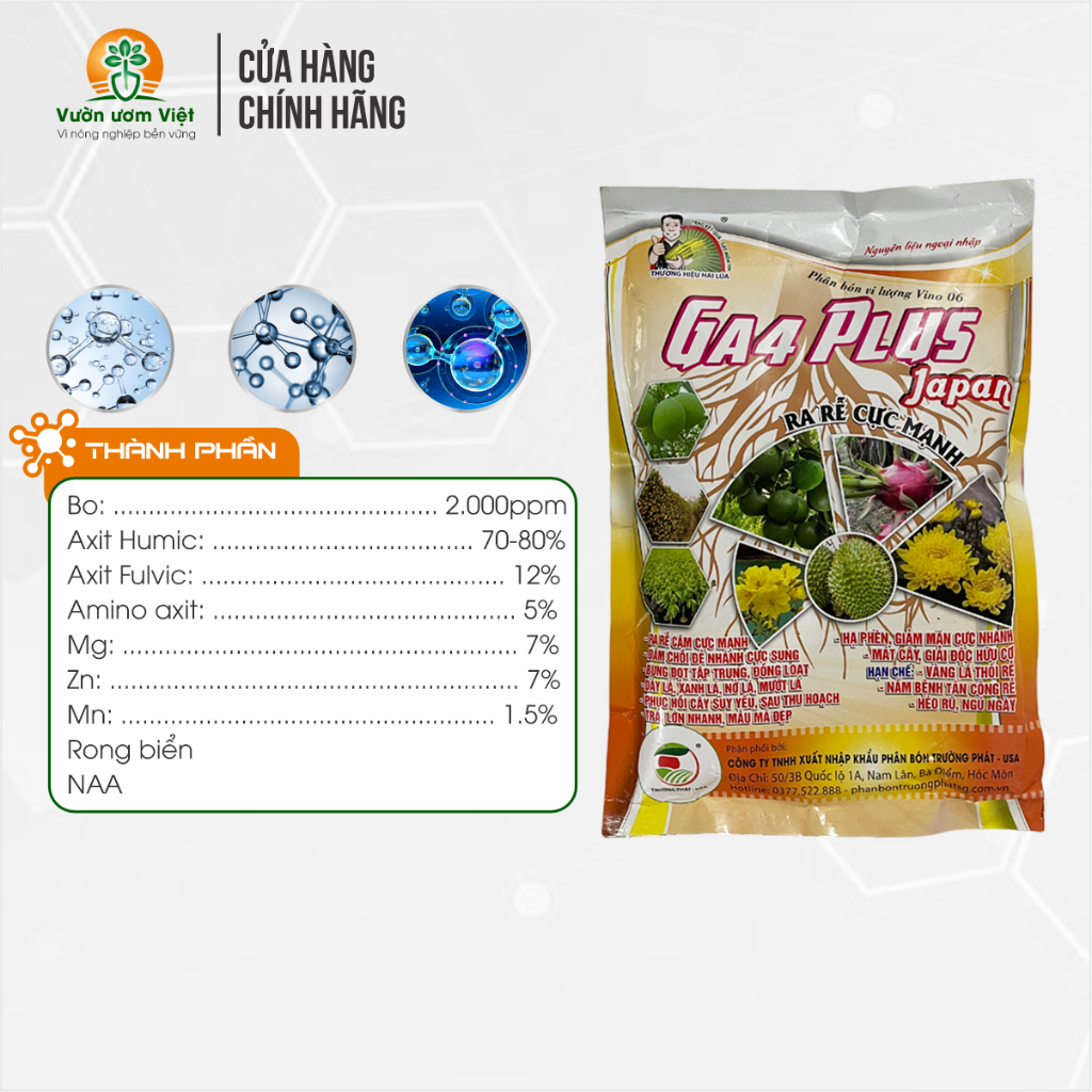 Phân bón nhập khẩu GA4 PLUS Japan siêu đậm đặc cung cấp đầy đủ dinh dưỡng cho cây trồng