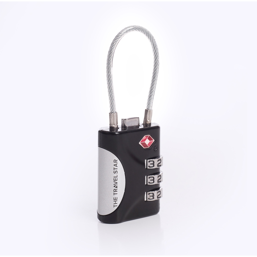 Ảnh Ổ Khoá Số TSA Khoá Vali Du Lịch Chống Trộm The Travel Star C00-347 TSA Lock with Cable S Black - Hàng chính hãng 1