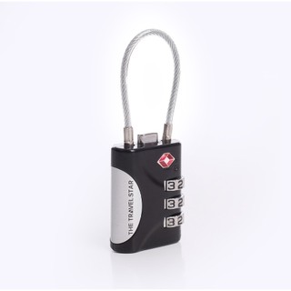 Ổ Khoá Số TSA Khoá Vali Du Lịch Chống Trộm The Travel Star C00-347 TSA Lock with Cable S Black - Hàng chính hãng