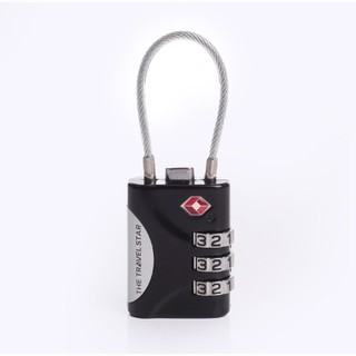 Ổ Khoá Số TSA Khoá Vali Du Lịch Chống Trộm The Travel Star C00-347 TSA Lock with Cable S Black - Hàng chính hãng