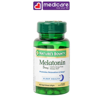 Viên Uống NATURE’S BOUNTY Melatonin 5Mg Hỗ Trợ Điều Hòa Giấc Ngủ 60 viên