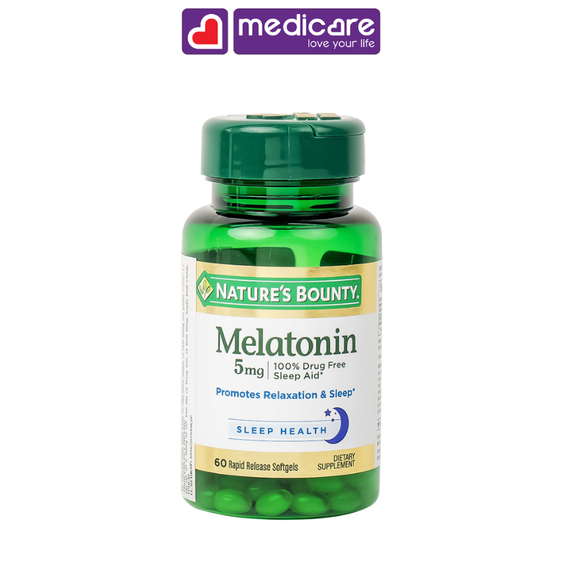 Viên Uống NATURE’S BOUNTY Melatonin 5Mg Hỗ Trợ Điều Hòa Giấc Ngủ 60 viên