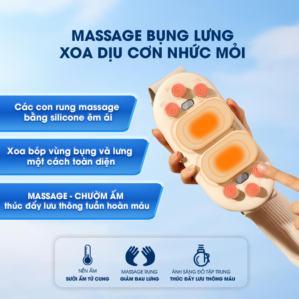 Ảnh Đai Chườm Nóng Massage Bụng BUMAS BU01 -  Massage Giảm Đau Bụng Kinh - Quà Tặng Cho Bạn Gái 1