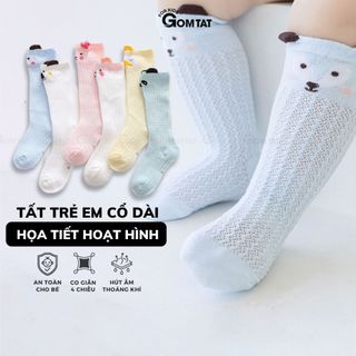 Tất cổ cao hoạ tiết hình thú dễ thương GOMTAT cho bé trai bé gái, vớ cổ cao co giãn cho bé-YIQ-W005
