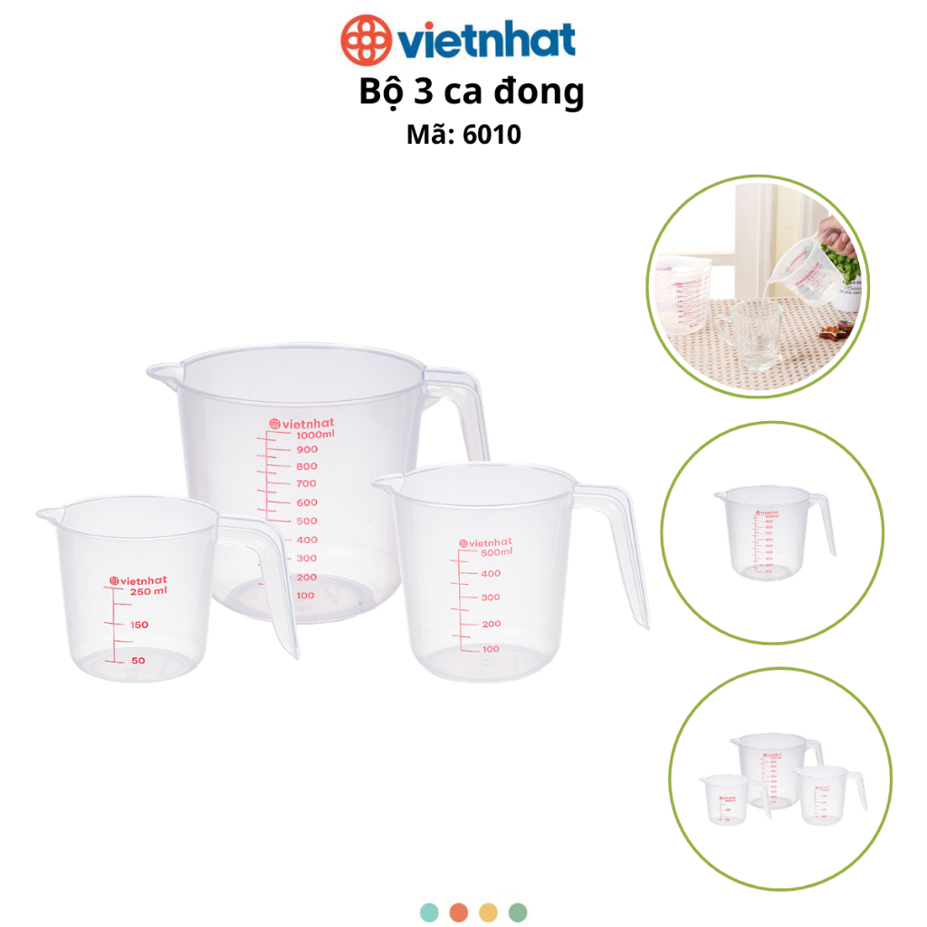 Bộ 3 ca đong chia vạch chính hãng Việt Nhật (mã 6010)