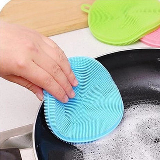 Miếng Rửa Bát Silicon Thực Phẩm An Toàn Cho Bé, Cọ Rửa Bình Sữa, Bát Ăn Dặm Kháng Khuẩn Chịu Nhiệt