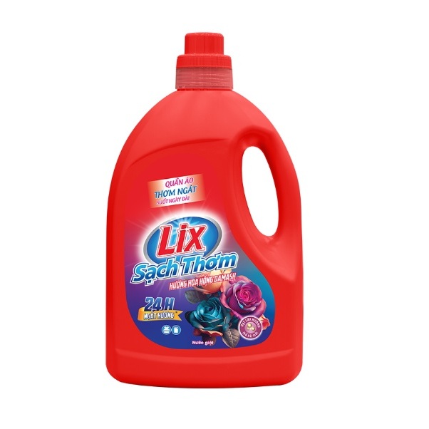 Ảnh Nước giặt Lix sạch thơm hương hoa hồng Damask Lixco Việt Nam nước giặt Lix cho giặt tay, giặt máy chai 3,3kg 18402 3