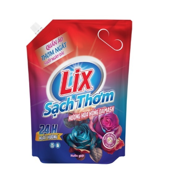 Ảnh Nước giặt Lix sạch thơm hương hoa hồng Damask Lixco Việt Nam nước giặt Lix cho giặt tay và giặt máy 18401 2,6kg 2