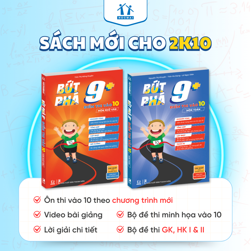 Ảnh Combo sách Bứt phá 9+ điểm thi vào 10 môn Toán và Ngữ văn - Tổng ôn và luyện đề - HOCMAI 2