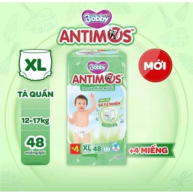 Tã Quần Bobby chống muỗi Antimos M52, L50, XL48, XXL46