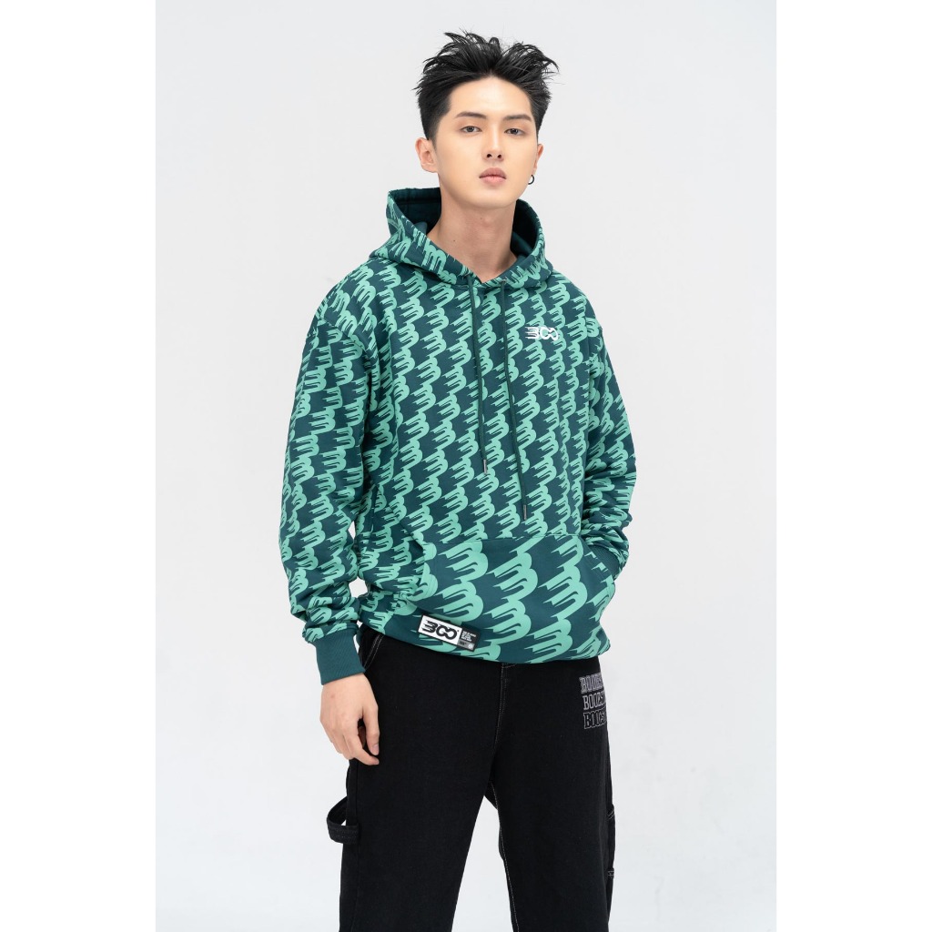 Áo Nỉ Mũ BOO Unisex In Tràn Họa Tiết logo BOO Essential Winter
