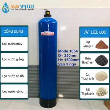 Cột lọc thô Composite 1054 full vật liệu lọc van 3 ngả