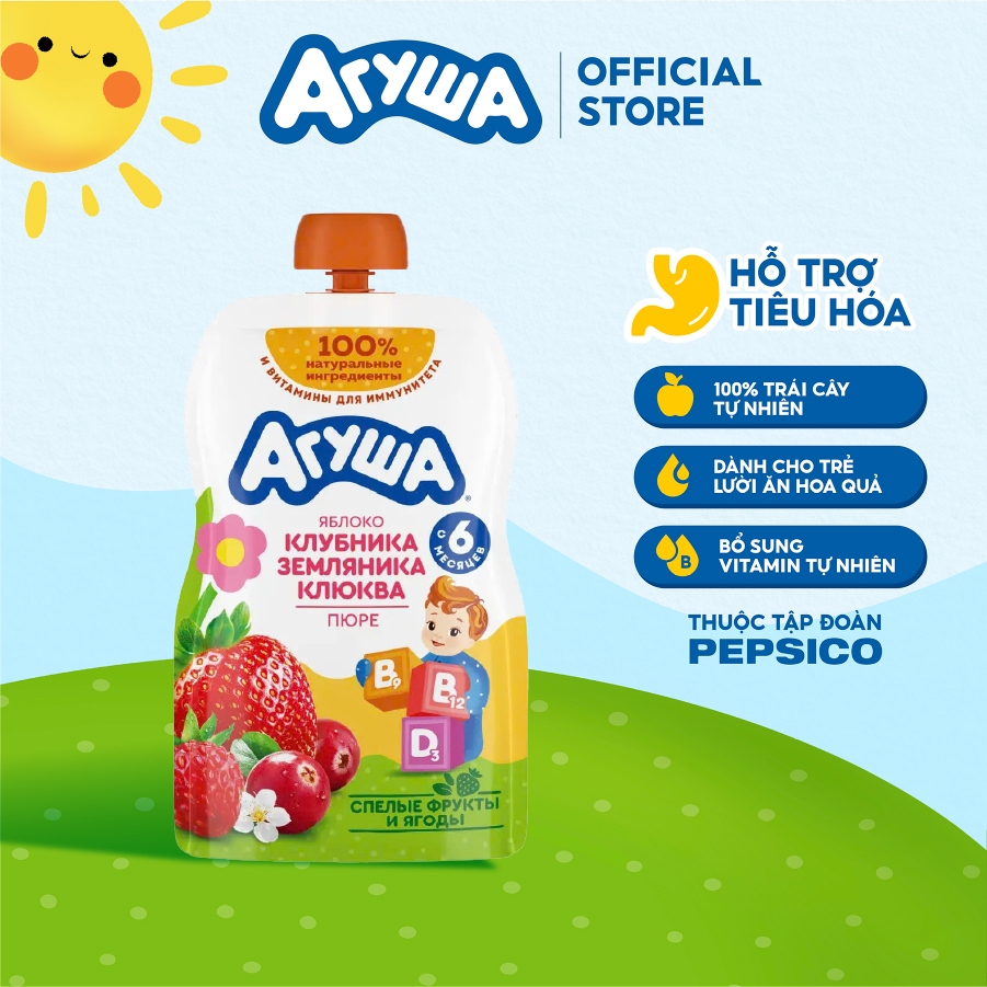 Trái Cây Nghiền bổ sung Vitamin, hỗ trợ tiêu hóa vị Nam việt quất, Dâu ...