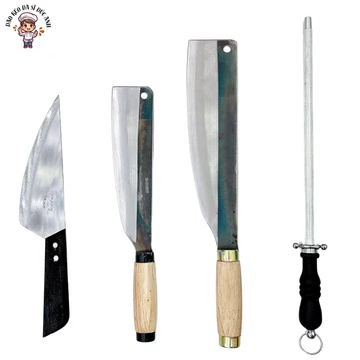 Bộ dao nhà bếp Đa Sỹ 1 dao nhọn, 1 dao thái, 1 dao chặt, 1 liếc mài dao ( có bán lẻ từng chiếc )