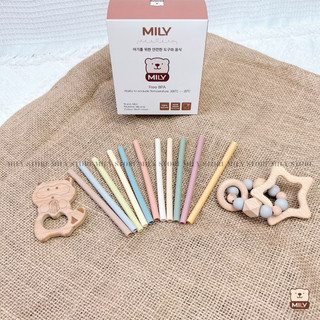 Màu ngẫu nhiên Ống Hút cốc MiLy 13cm silicone free BPA <không hộp>