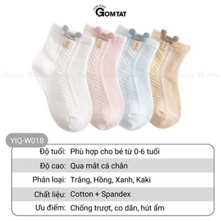 Tất trẻ em phối lưới thoáng khí GOMTAT, vớ trẻ em mặt lưới mềm mại, an toàn với da bé - YIQ-W018