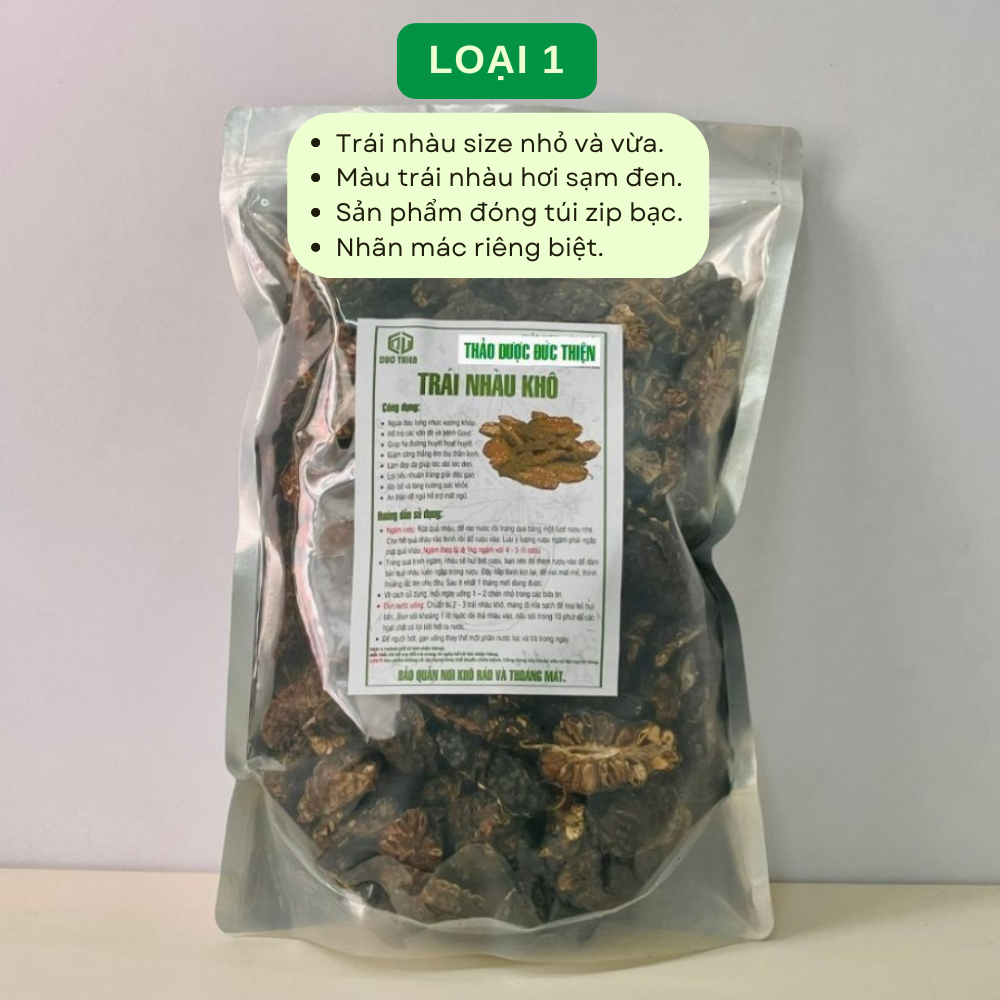 500g, 1kg Trái Nhàu Khô Loại 1 Đức Thiện (Khô, Sạch, Thơm) - Đào Thải Độc Tố, Đau Lưng, Xương Khớp