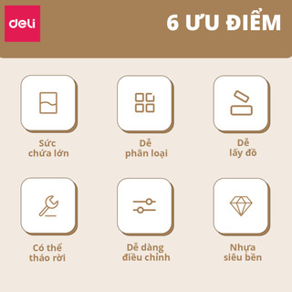Giá Đựng Sách Để Bàn Deli - Kệ Chia 4 Ngăn Văn Phòng Học Sinh Sinh Viên - Chặn Sách Nhiều Ngăn Giúp Sắp Xếp Tài Liệu