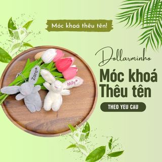 (Có Sẵn) Móc Khoá Thêu Tên Thỏ Bông Dễ Thương Mềm Mượt Phong Cách Hàn Quốc Dollar Minho