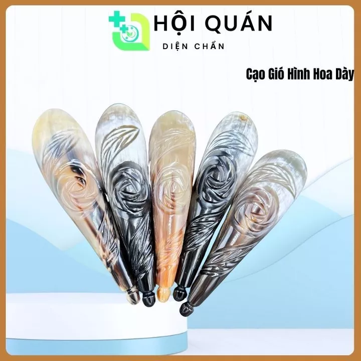 Cạo Gió Hình Hoa Dày, Ống Sừng Cạo Gió Trơn - Day Huyệt, Massage Body - Dụng Cụ Diện Chẩn